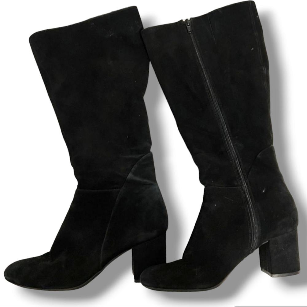Inc international suede leather block  heel boots size 8.5